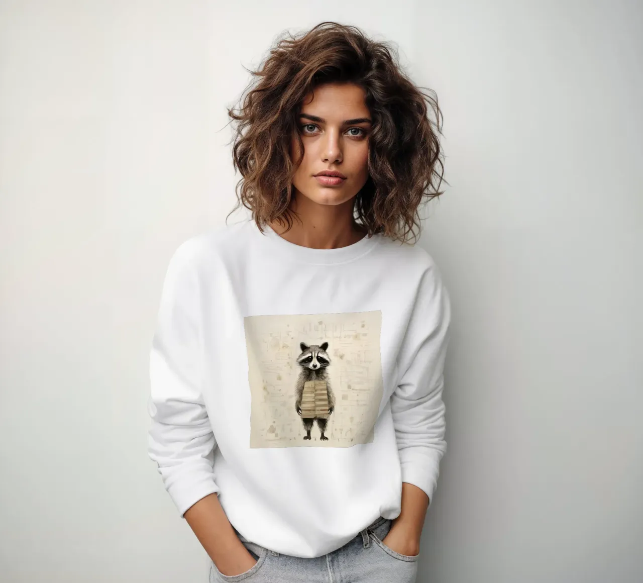 Minimale wasbeer 3 sweatshirt van Minimal Animal Art