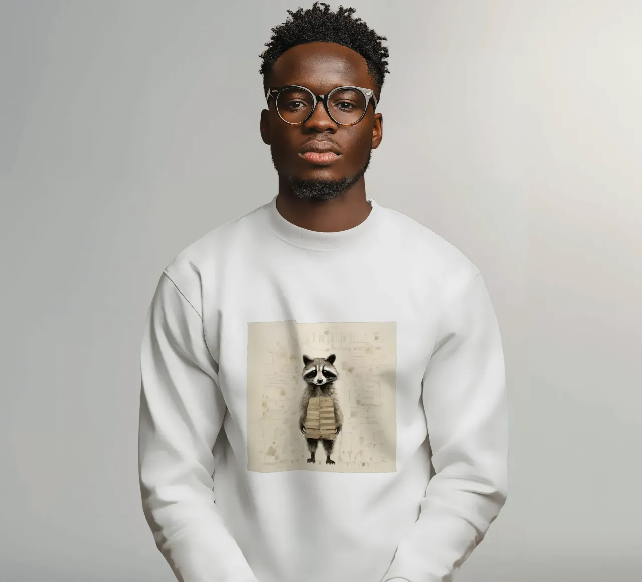 Minimale wasbeer 3 sweatshirt van Minimal Animal Art