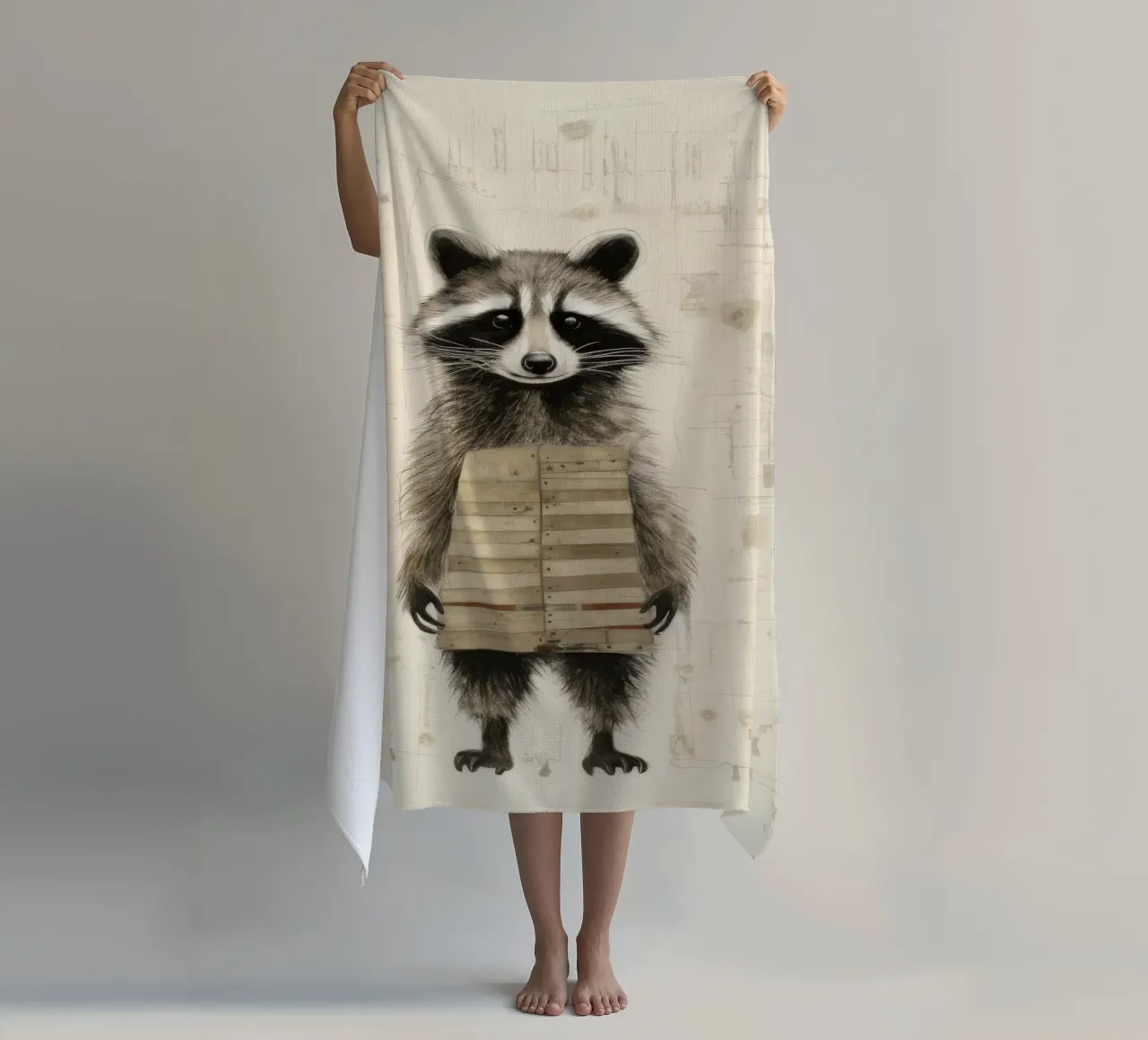 Procione minimo 3 telo mare da Minimal Animal Art