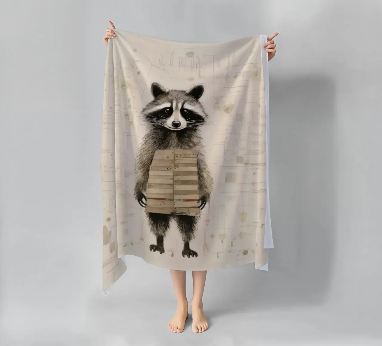 Procione minimo 3 telo mare da Minimal Animal Art