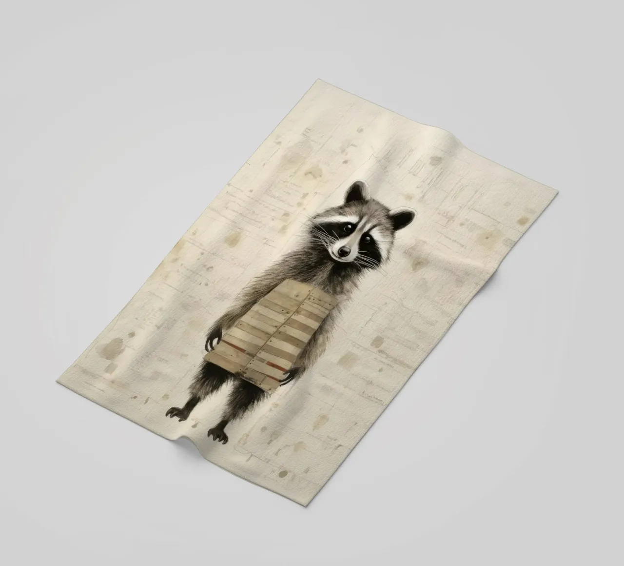 Procione minimo 3 telo mare da Minimal Animal Art