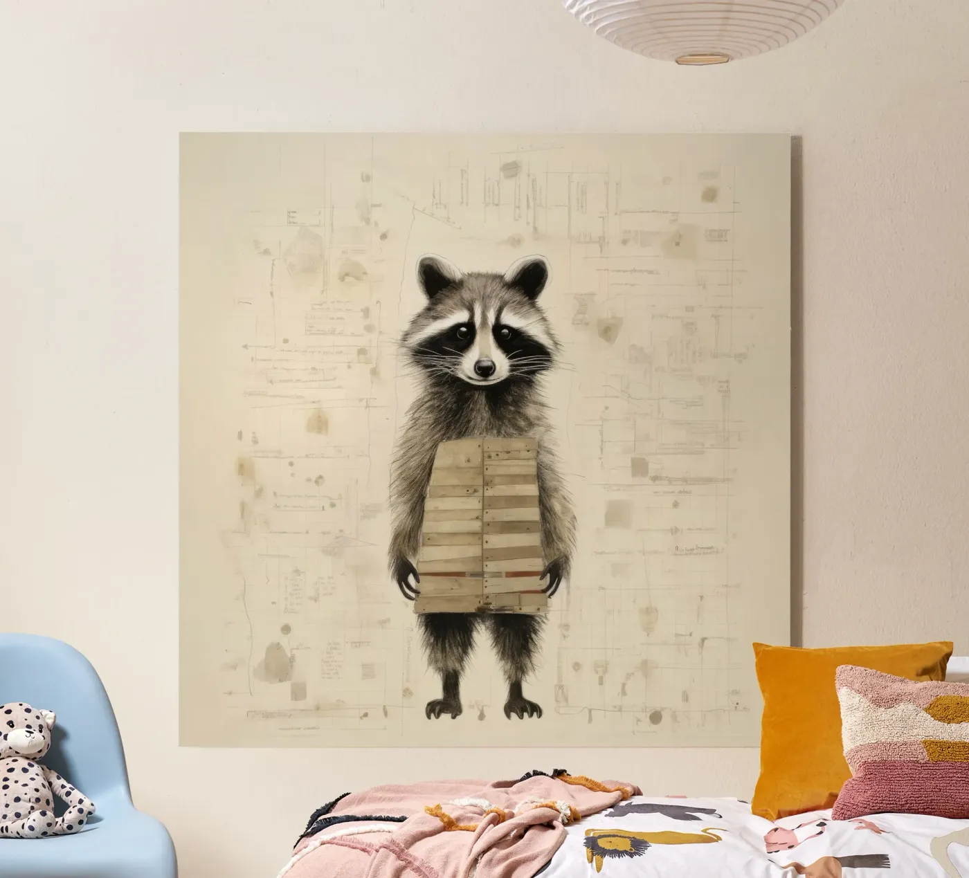 Minimal Raccoon acrylic glass by Minimal Animal Art