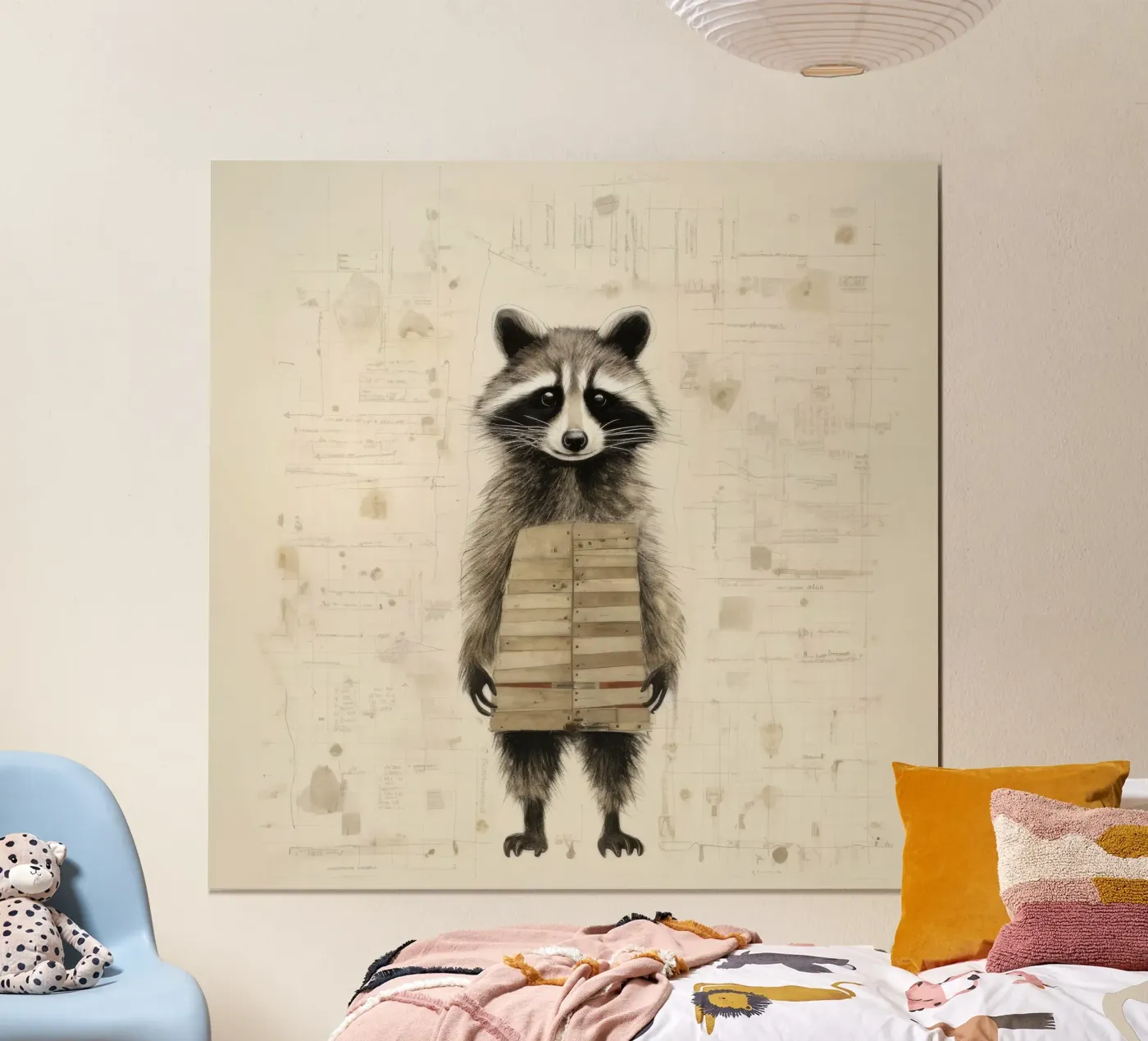 Minimal Raccoon poster da Minimal Animal Art