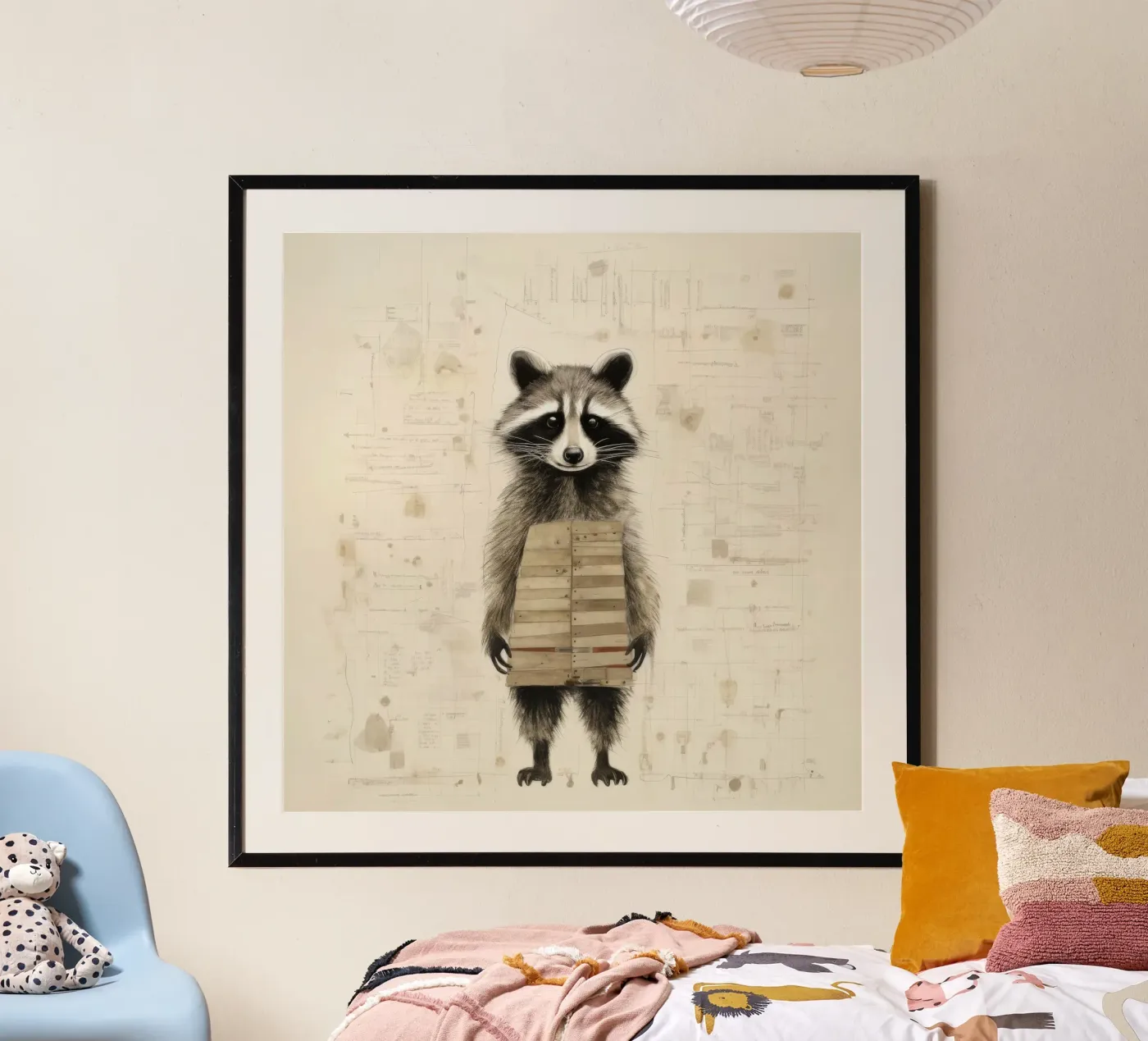 Minimal Raccoon poster da Minimal Animal Art