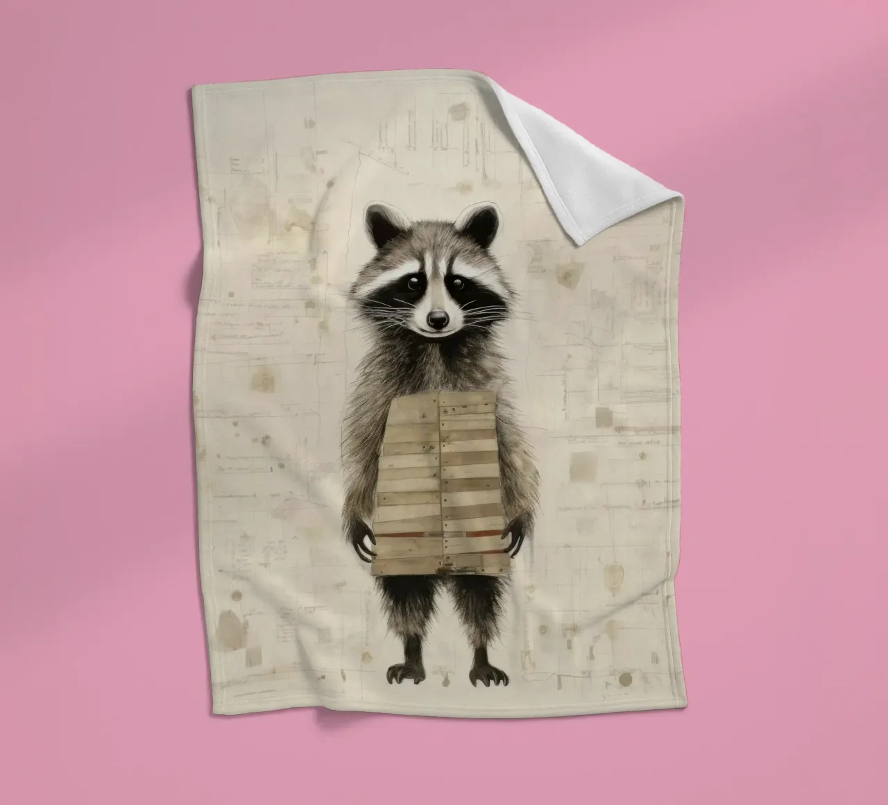 Procione minimo 3 coperta in pile da Minimal Animal Art