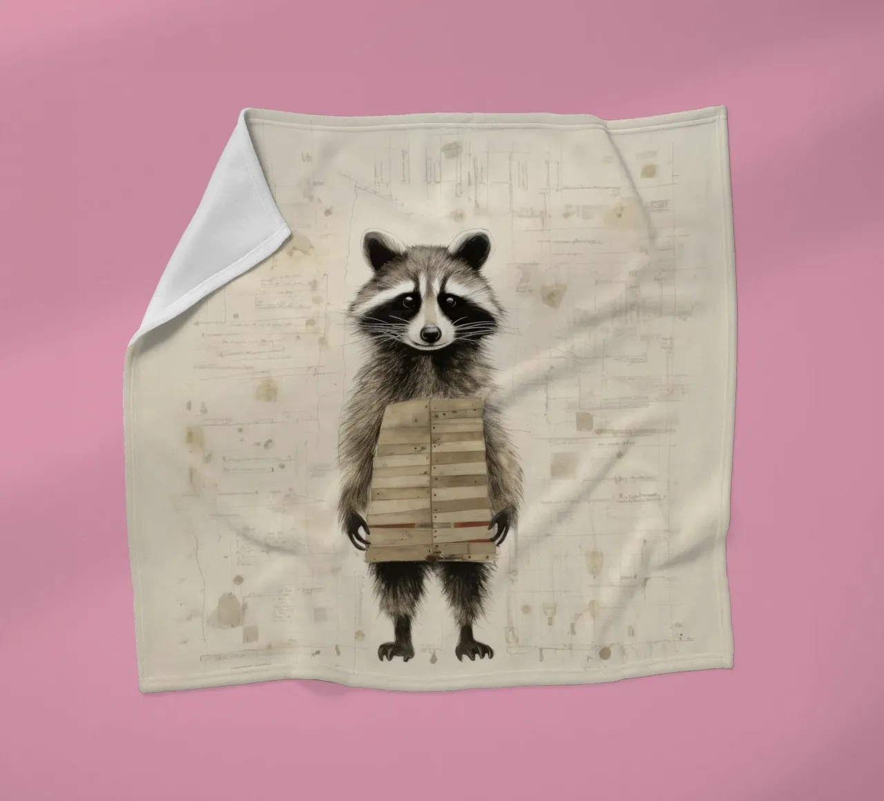 Procione minimo 3 coperta in pile da Minimal Animal Art