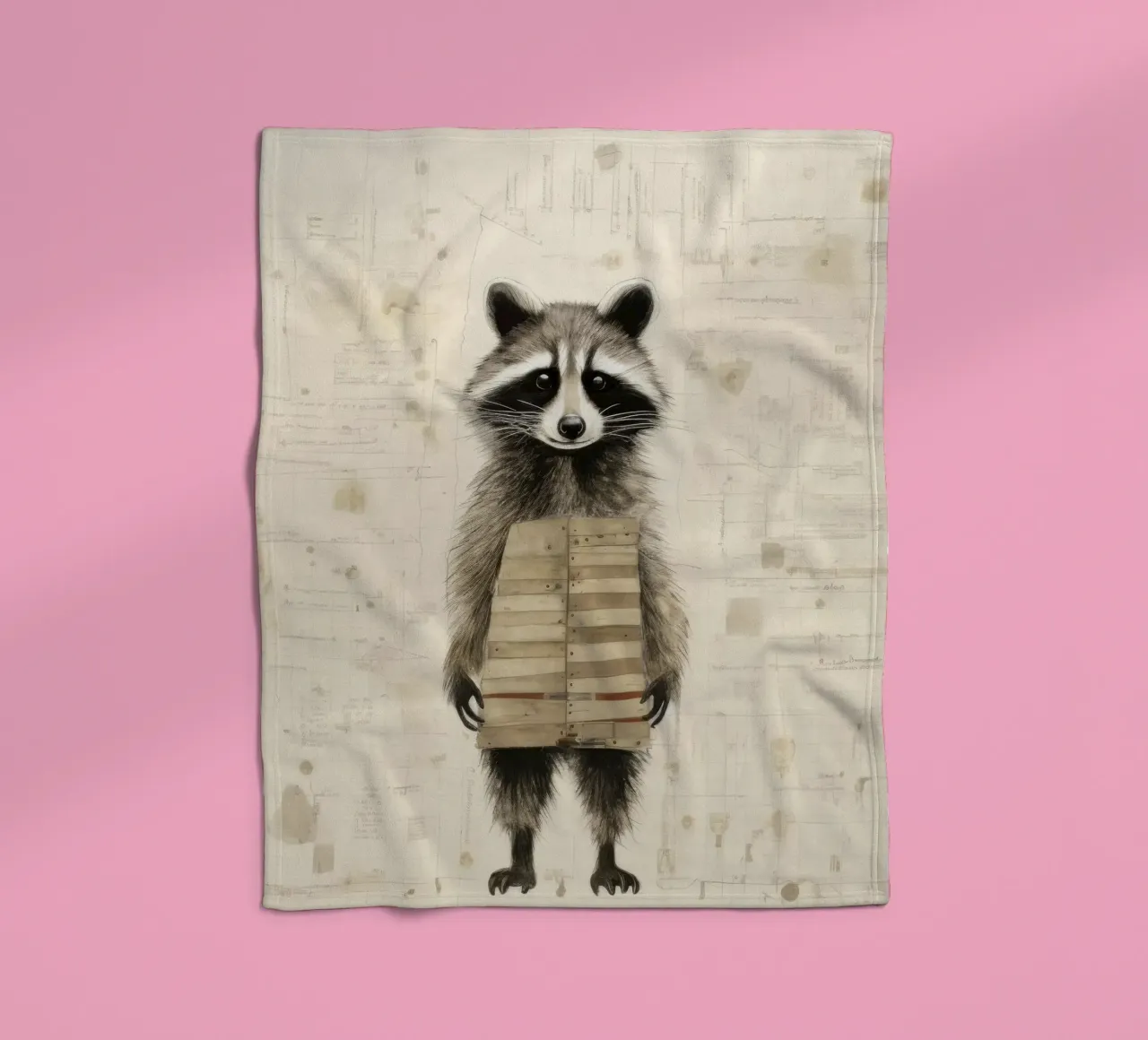 Procione minimo 3 coperta in pile da Minimal Animal Art