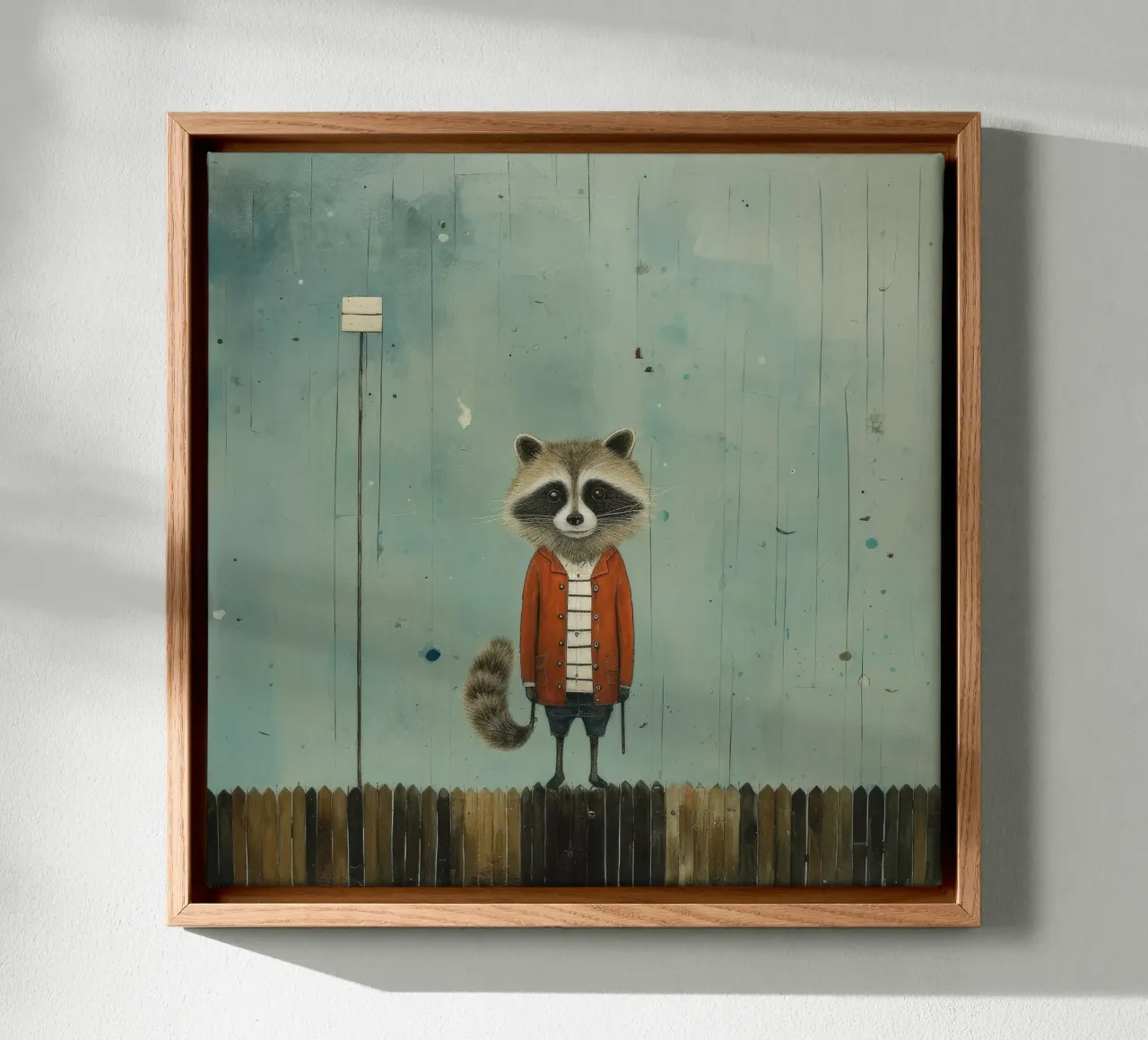 Procione minimo 1 tela con Cornice a cassetta da Minimal Animal Art