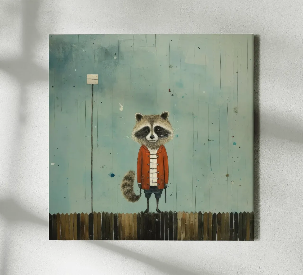 Procione minimo 1 tela con Cornice a cassetta da Minimal Animal Art