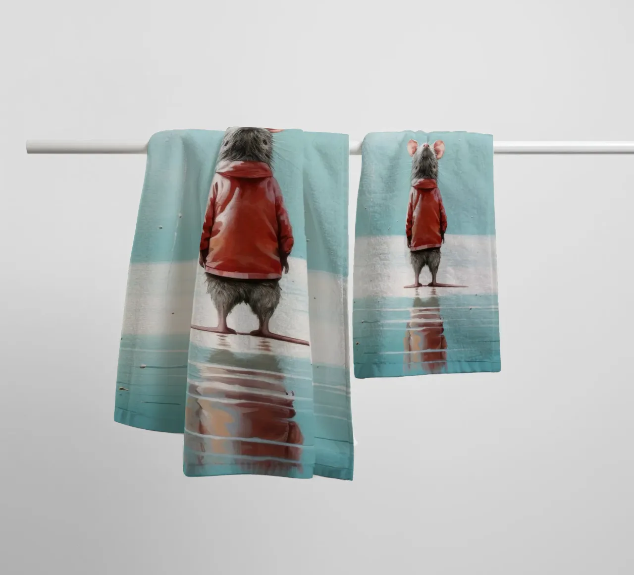 Ratto minimo 2 asciugamano da bagno da Minimal Animal Art