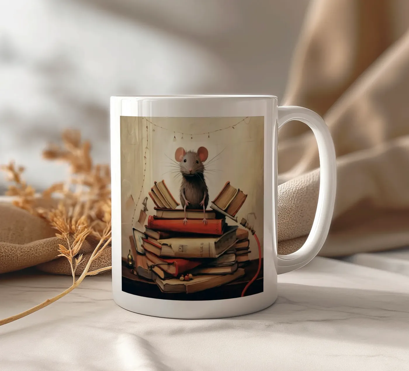 Minimal Rat Keramik Tasse von Minimal Animal Art