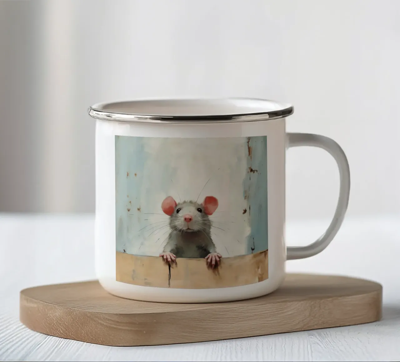 Ratto minimo 4 tazza in smalto da Minimal Animal Art