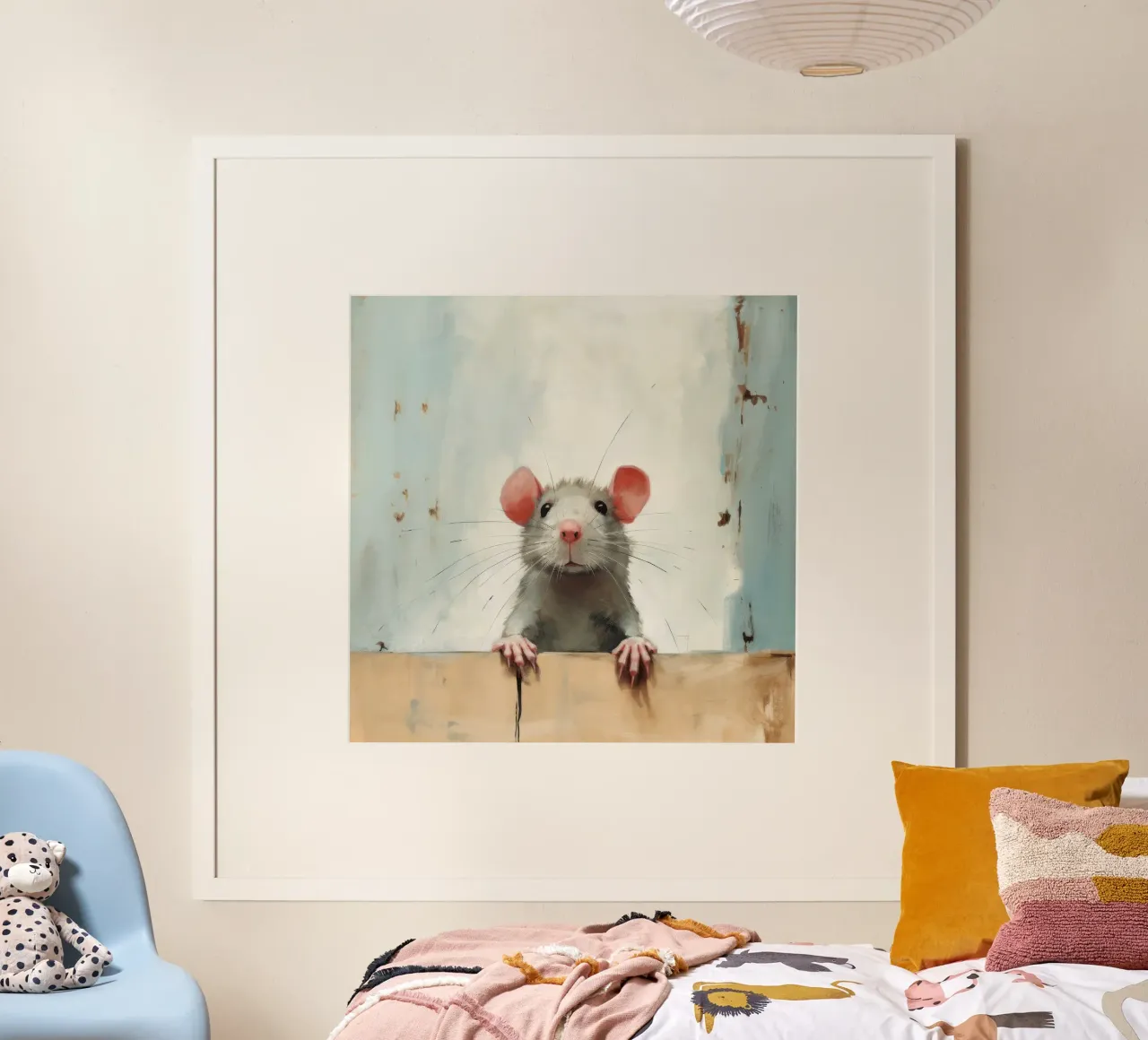Ratto minimo 4 poster con telaio in legno da Minimal Animal Art