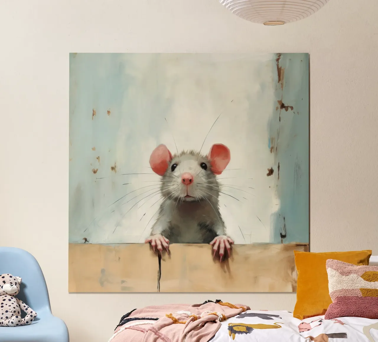 Ratto minimo 4 poster con telaio in legno da Minimal Animal Art