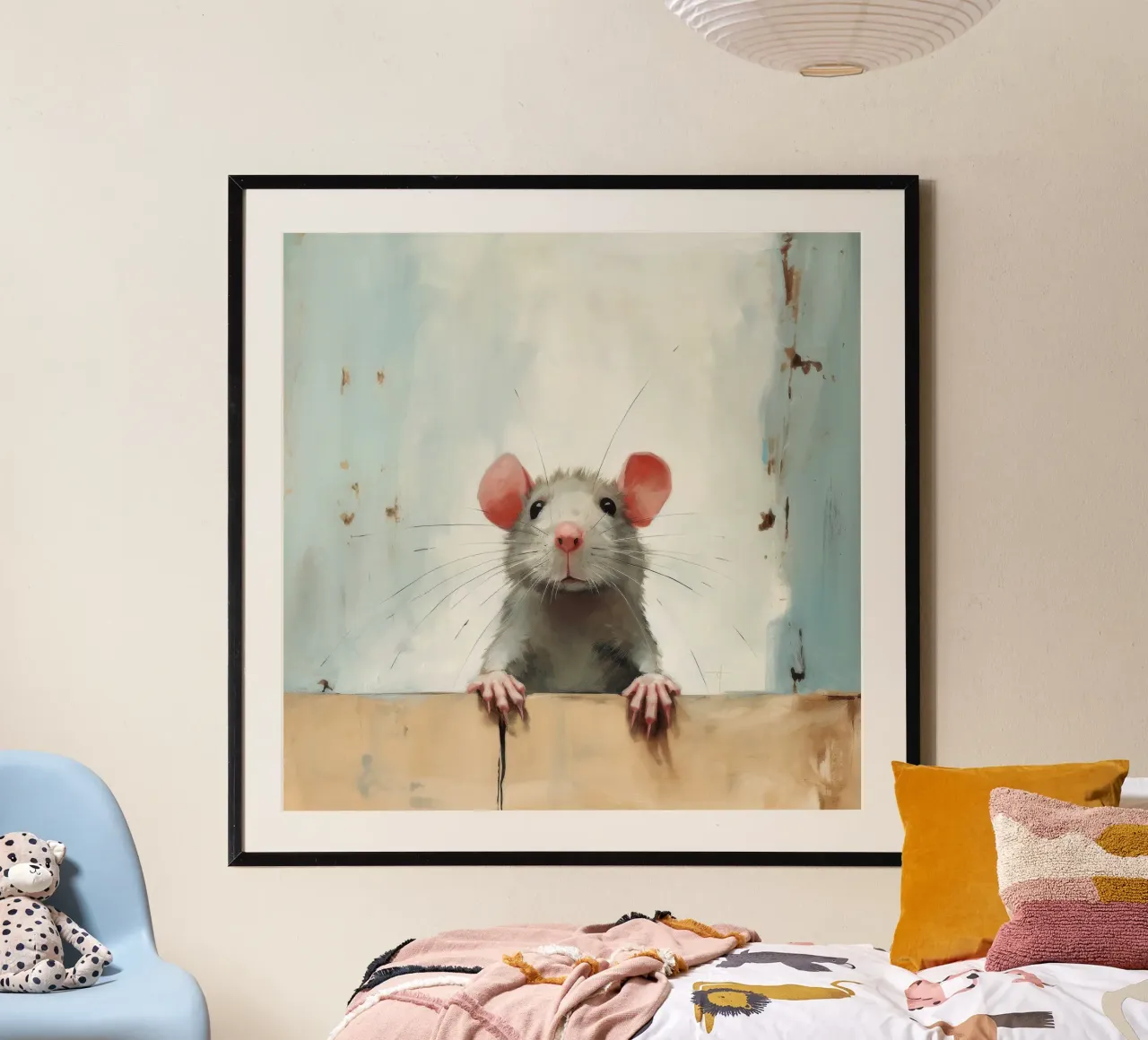 Ratto minimo 4 poster con telaio in legno da Minimal Animal Art