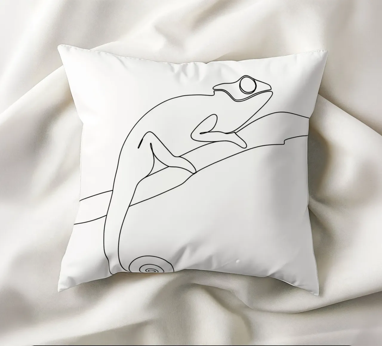 Chameleon Minimalist Line Art decorative cushion by Viv Line Art