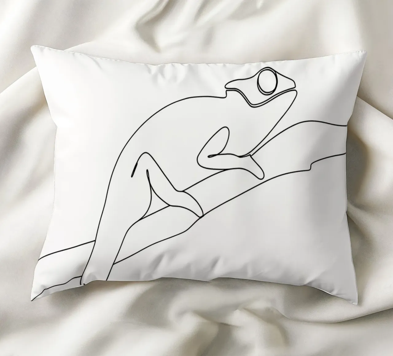 Chameleon Minimalist Line Art decorative cushion by Viv Line Art