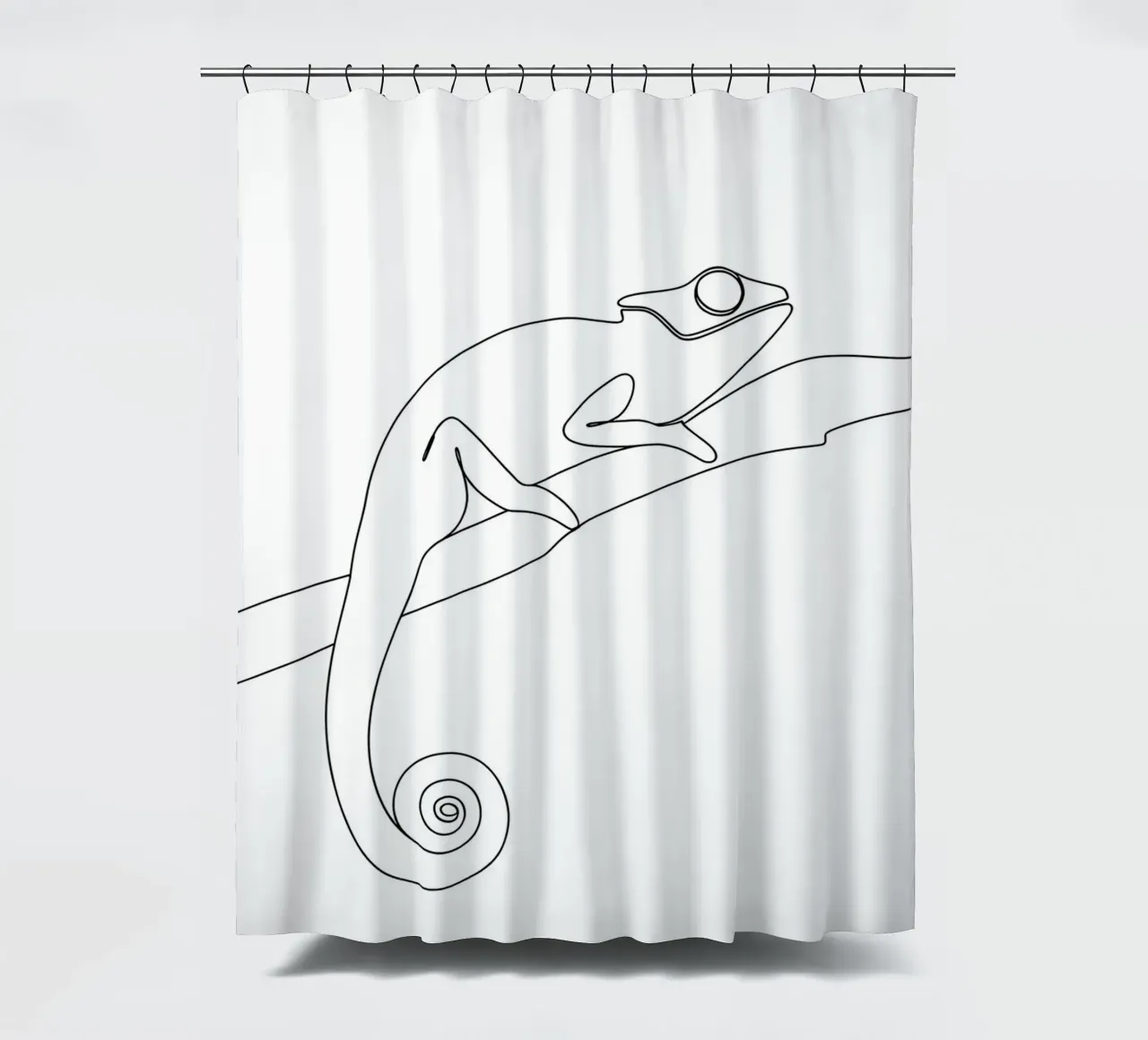 Chameleon Minimalist Line Art shower curtain by Viv Line Art