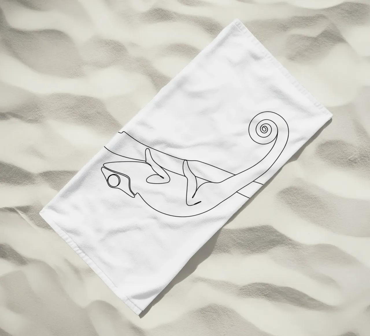 Caméléon Dessin au trait minimaliste serviette de plage de Viv Line Art