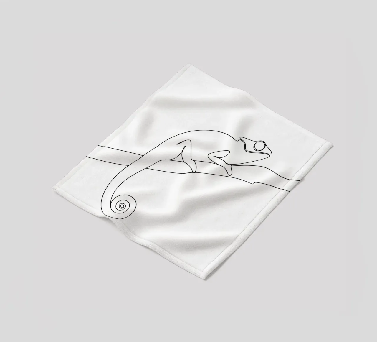 Chameleon Minimalist Line Art fleece blanket by Viv Line Art