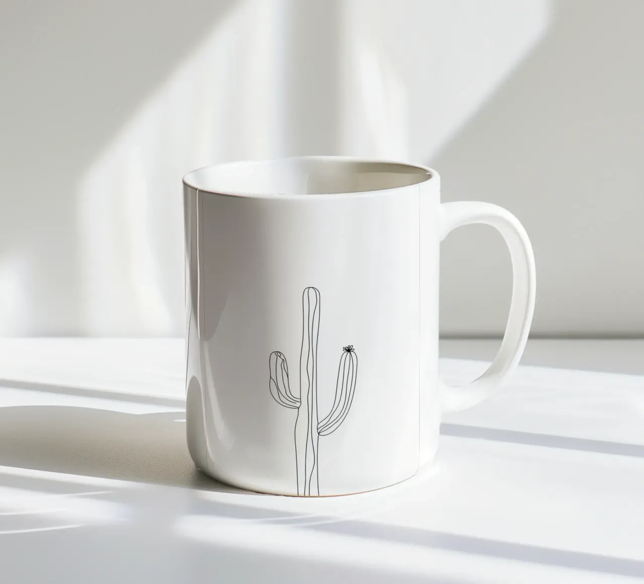 Cactus Line Art minimalista tazza in ceramica da Viv Line Art