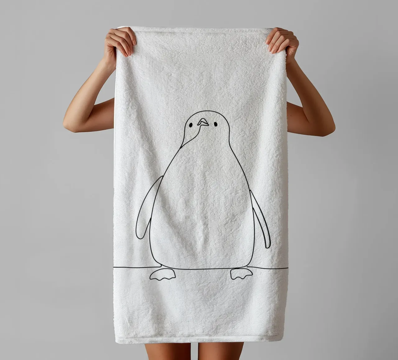 Penguin Minimalist Line Art towel by Viv Line Art