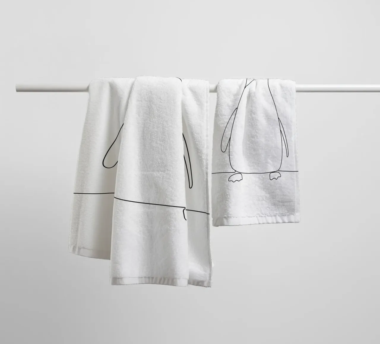 Penguin Minimalist Line Art towel by Viv Line Art