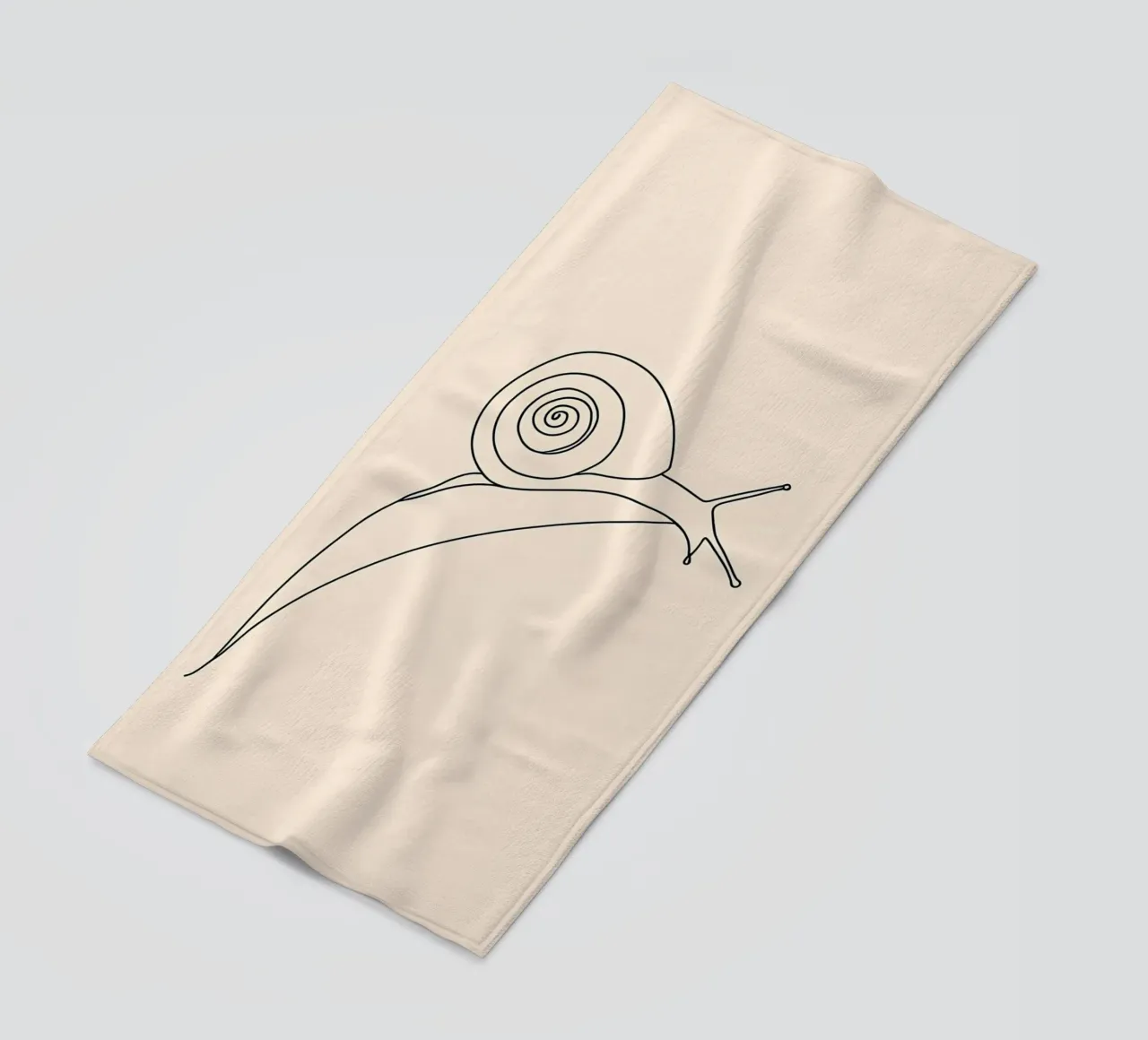 Snail on Leaf Minimalist Line Art Drawing beach towel by Viv Line Art