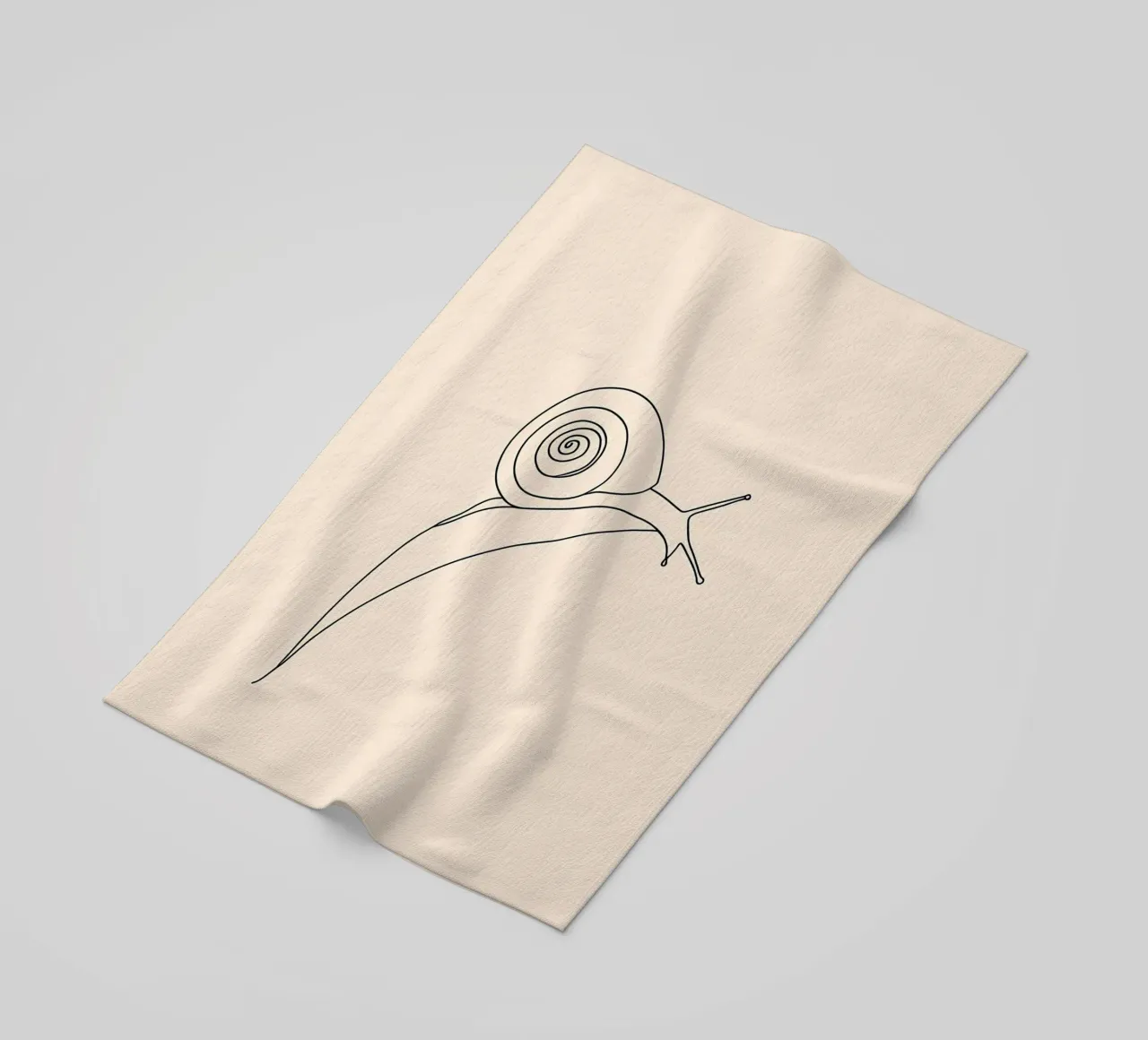 Snail on Leaf Minimalist Line Art Drawing beach towel by Viv Line Art