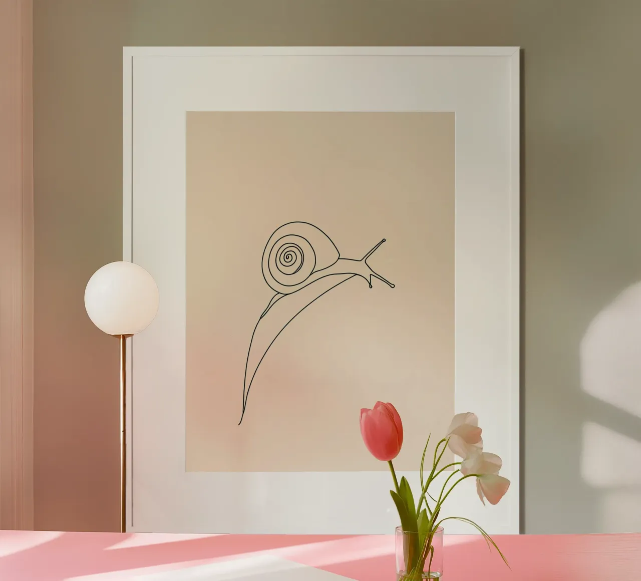 Snail on Leaf Minimalist Line Art Drawing hahnemühle by Viv Line Art
