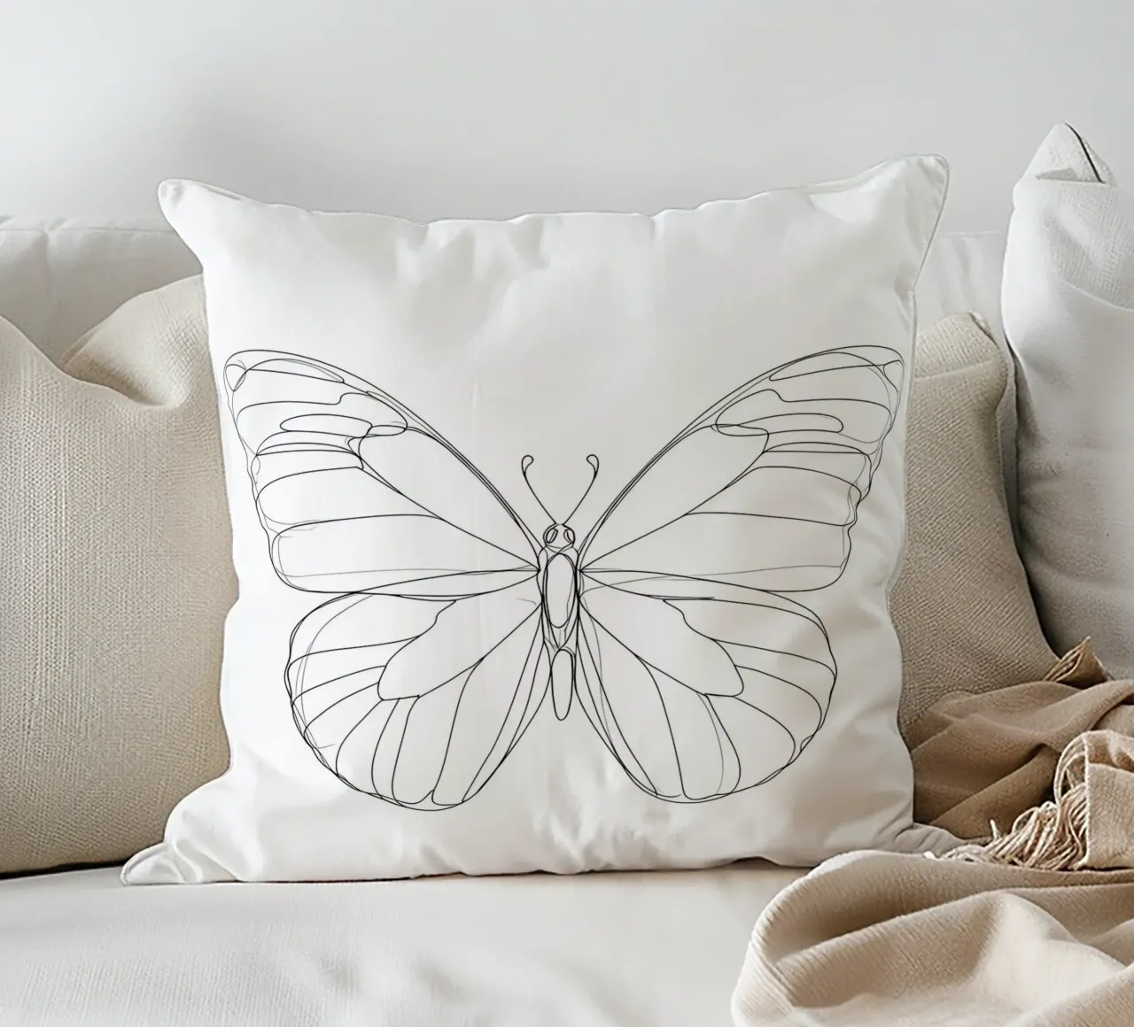 Bella farfalla Line Art minimalista cuscino da Viv Line Art