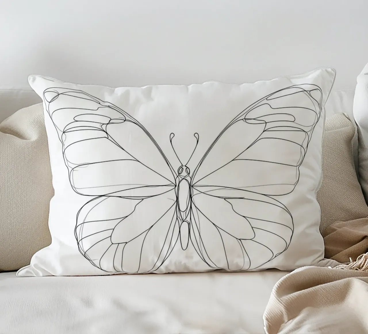 Bella farfalla Line Art minimalista cuscino da Viv Line Art