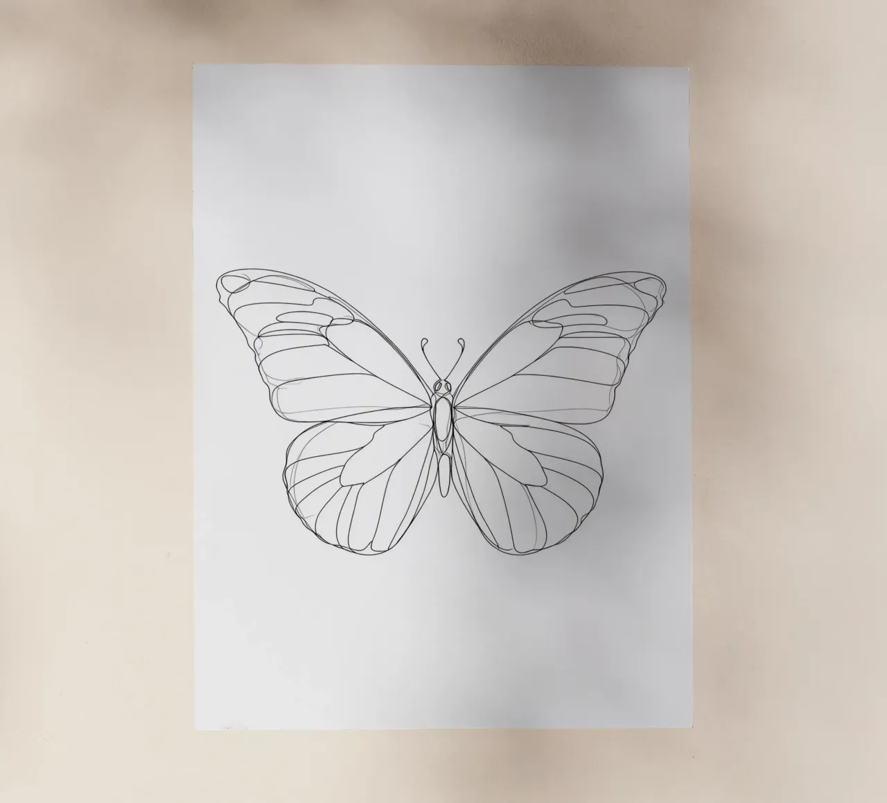 Bella farfalla Line Art minimalista pellicola backlit da Viv Line Art
