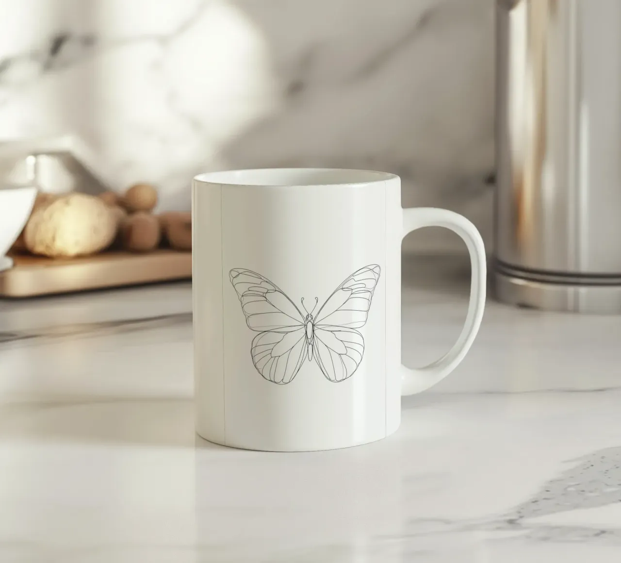 Bella farfalla Line Art minimalista tazza in ceramica da Viv Line Art