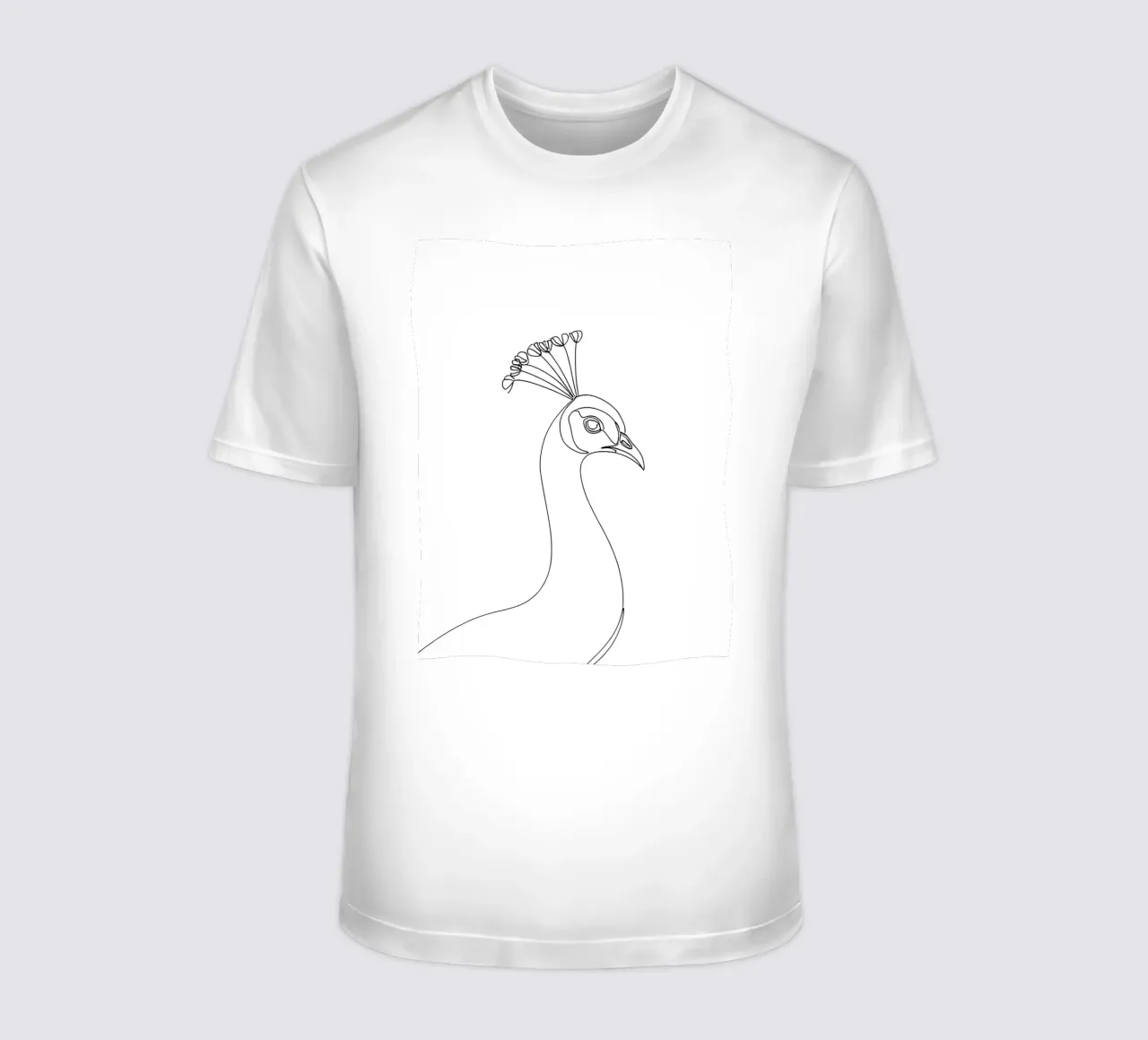 Pavone Line Art minimalista t-shirt da Viv Line Art
