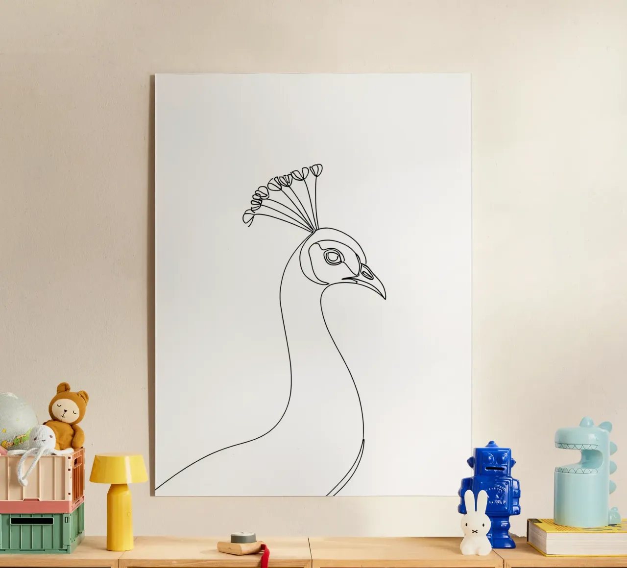 Pavo real Minimalista Line Art metacrilato de Viv Line Art