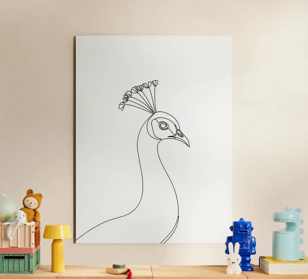 Pavone Line Art minimalista alluminio dibond da Viv Line Art