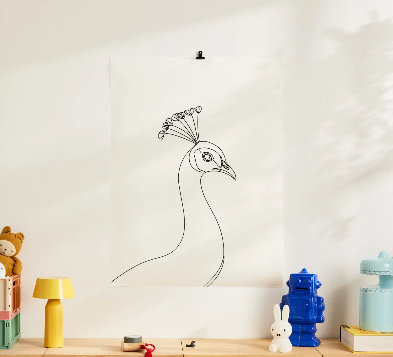 Pavone Line Art minimalista carta hahnemühle da Viv Line Art