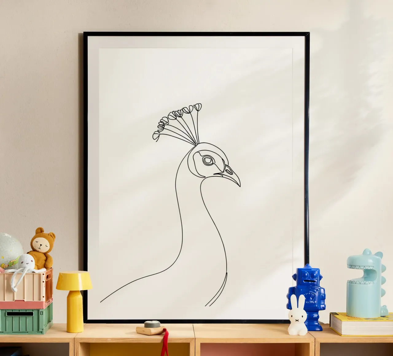 Pavone Line Art minimalista carta hahnemühle da Viv Line Art