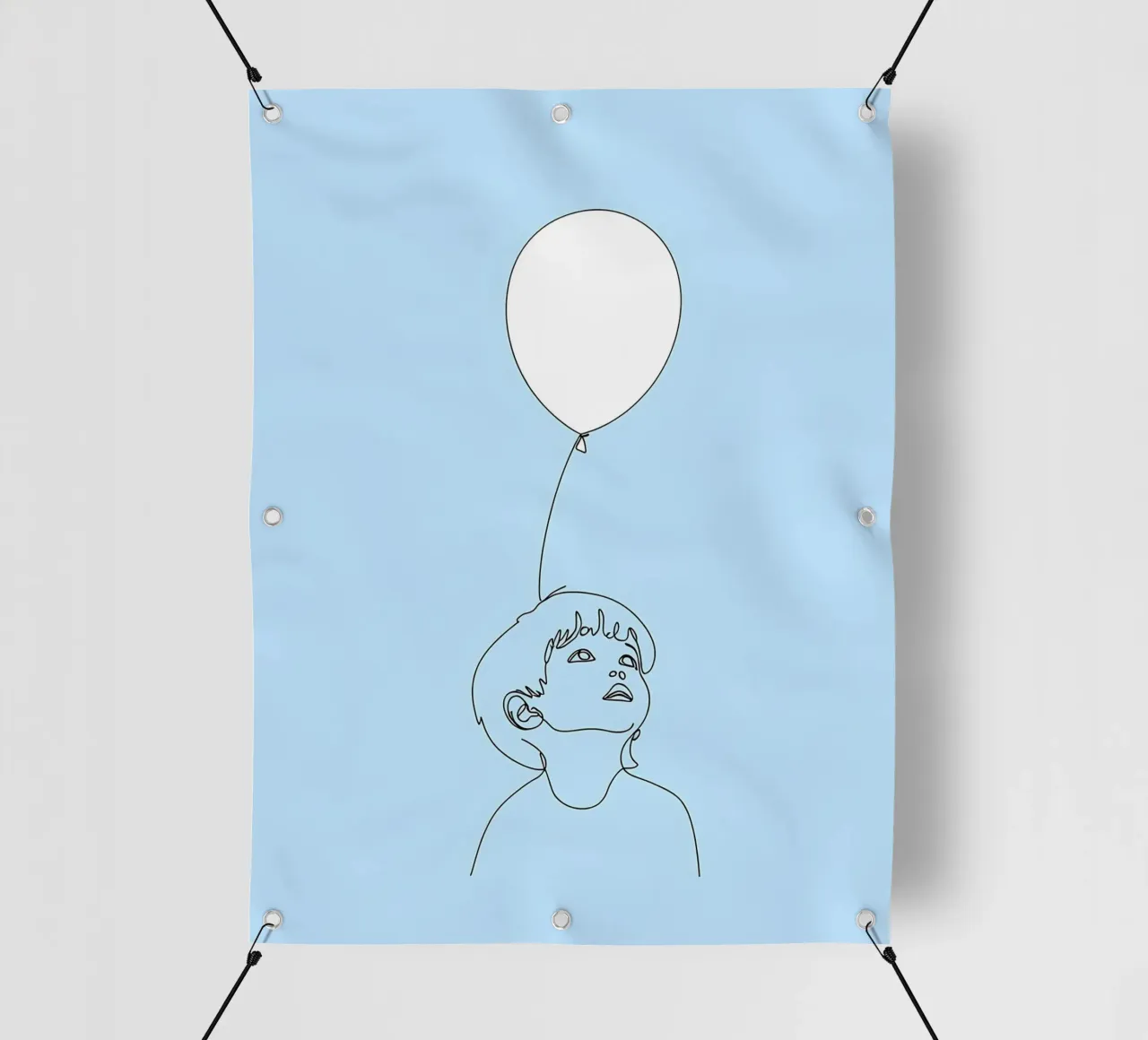 Kind mit Luftballon Minimalist Line Art PVC Plane von Viv Line Art