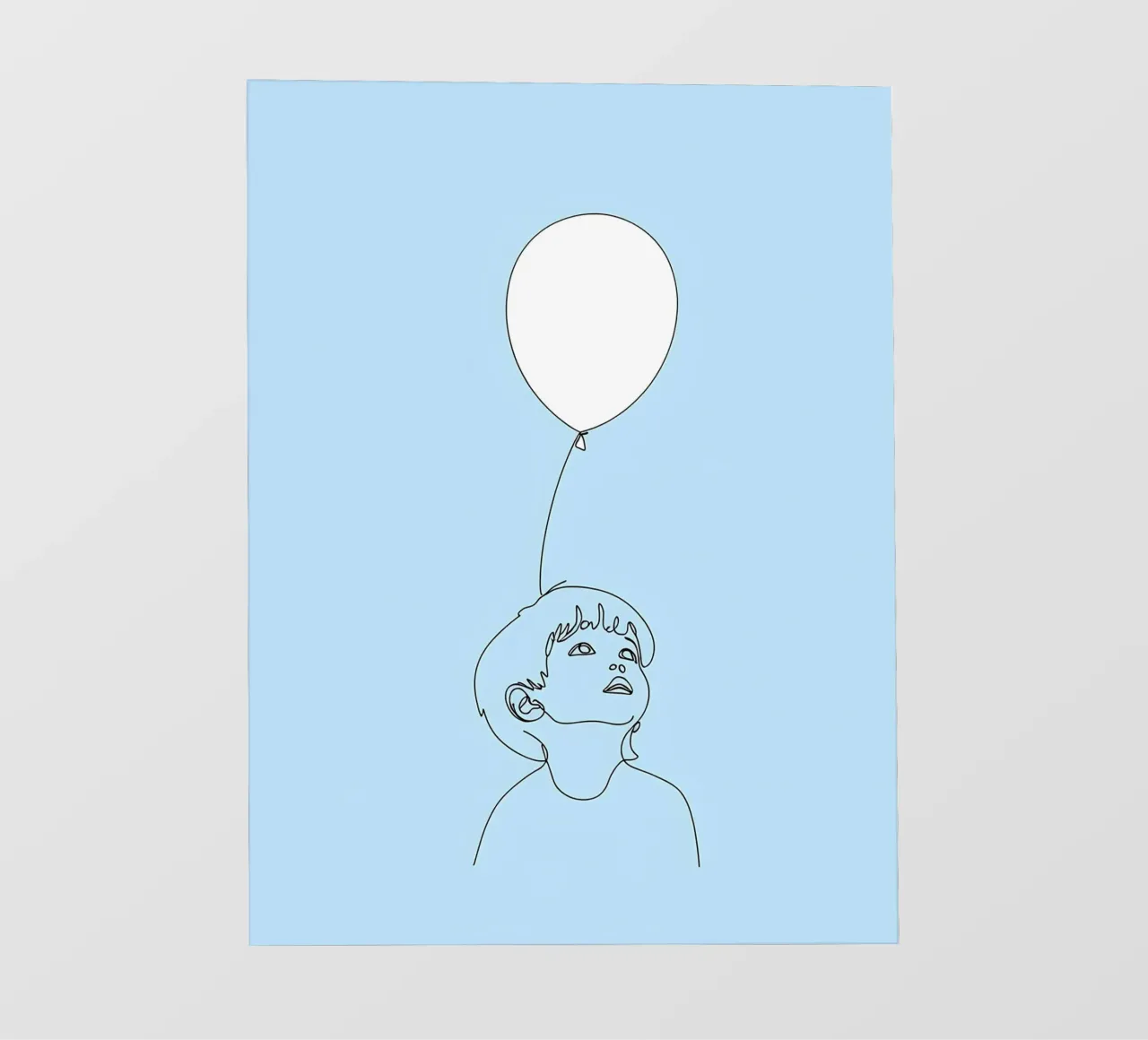 Kind mit Luftballon Minimalist Line Art PVC Plane von Viv Line Art