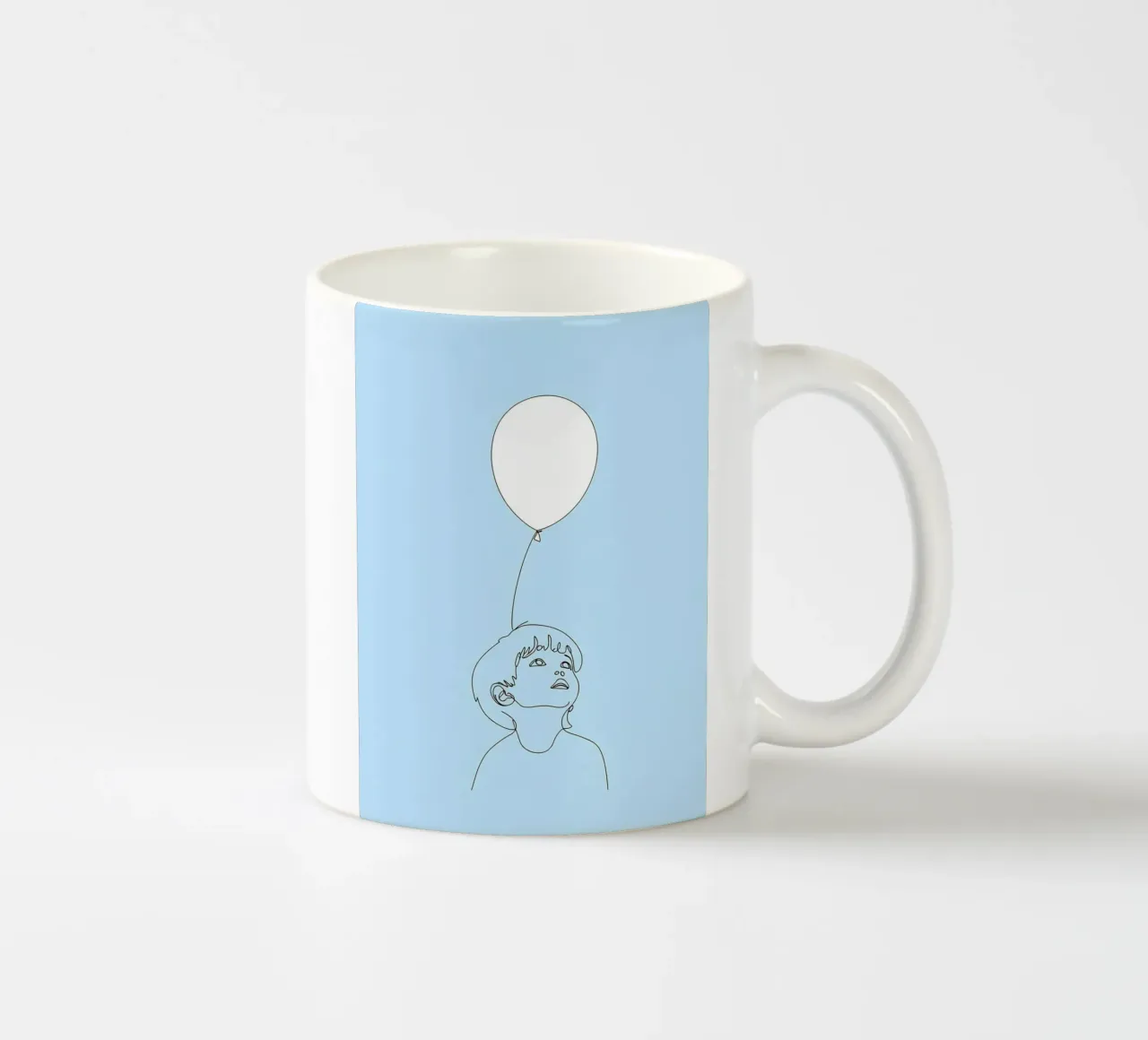 Child with Balloon Minimalist Line Art ceramic mug by Viv Line Art