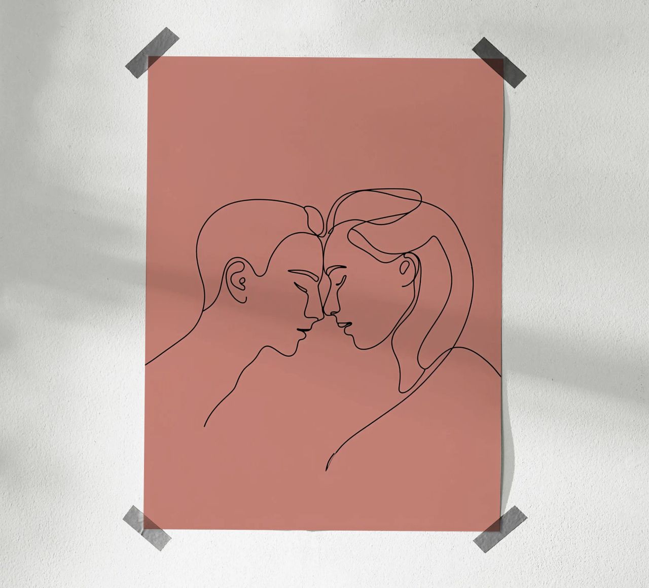 Couple in Love Minimalist Line Art poster by Viv Line Art
