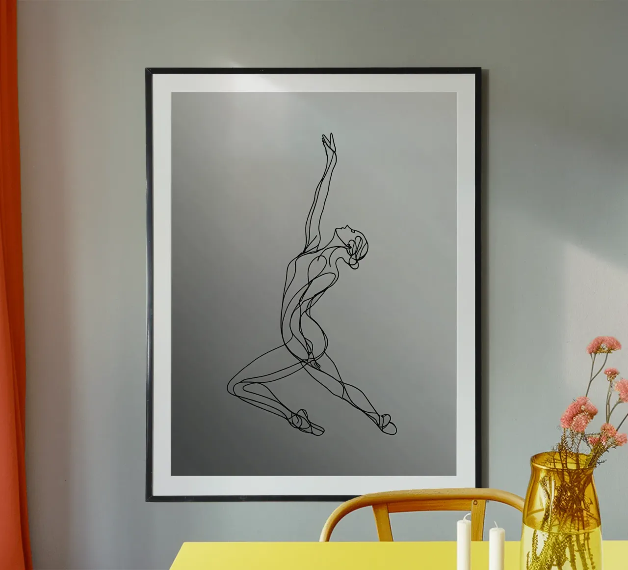 Femme dansante Dessin au trait minimaliste poster de Viv Line Art