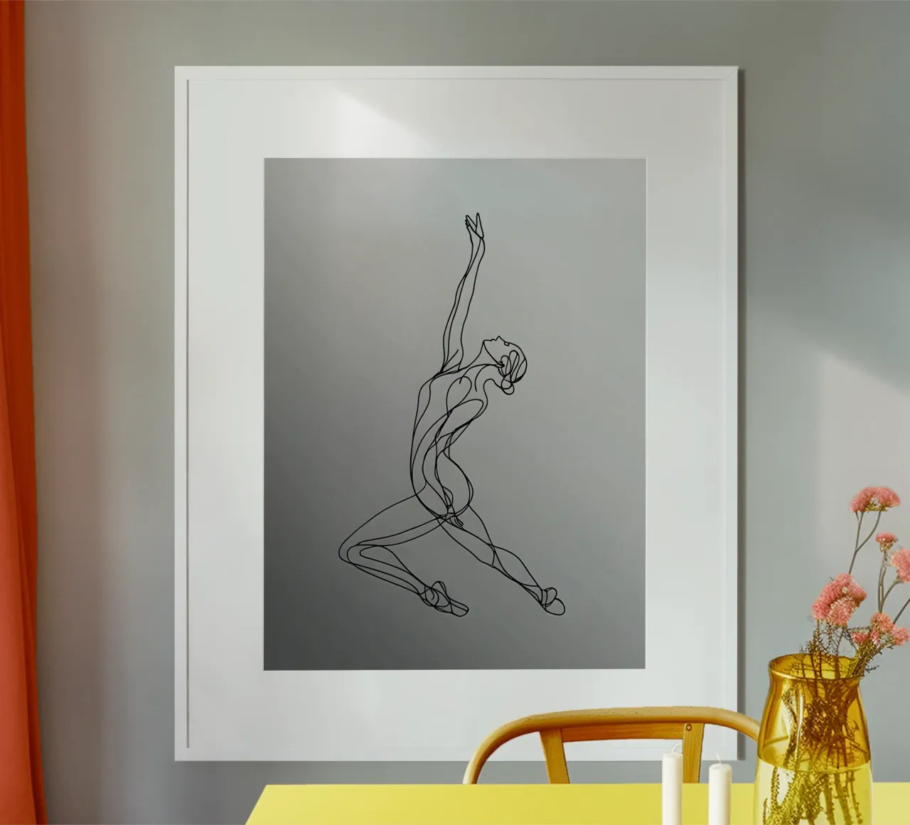 Femme dansante Dessin au trait minimaliste poster de Viv Line Art