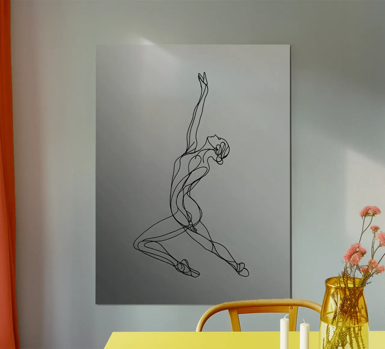 Femme dansante Dessin au trait minimaliste poster de Viv Line Art