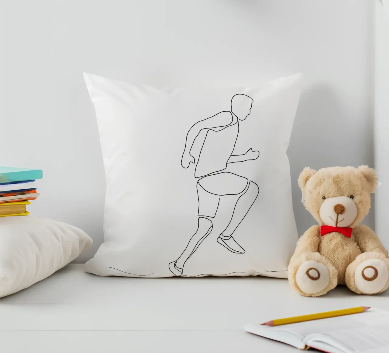Athlete Running Minimalist Line Art decorative cushion by Viv Line Art