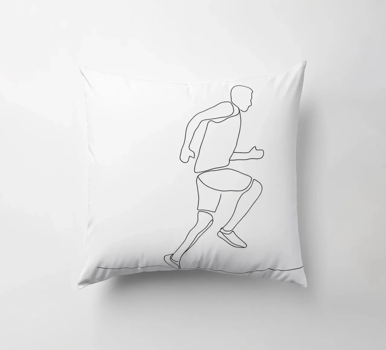 Athlete Running Minimalist Line Art decorative cushion by Viv Line Art