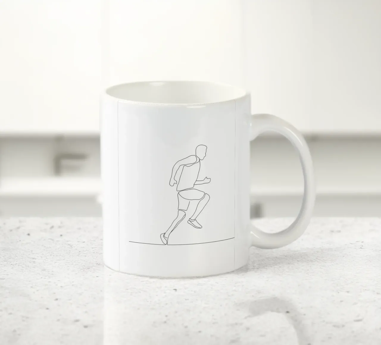 Atleta che corre Line Art minimalista tazza in ceramica da Viv Line Art