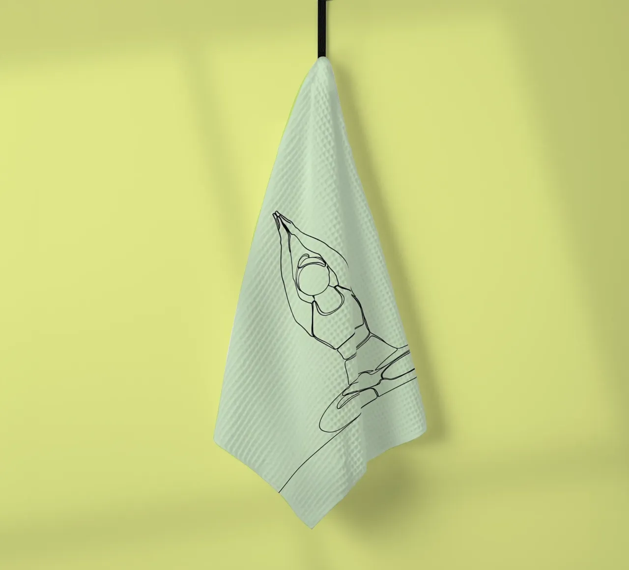 Yoga Frau Minimalist Line Art Zeichnung 3 Geschirrtuch von Viv Line Art